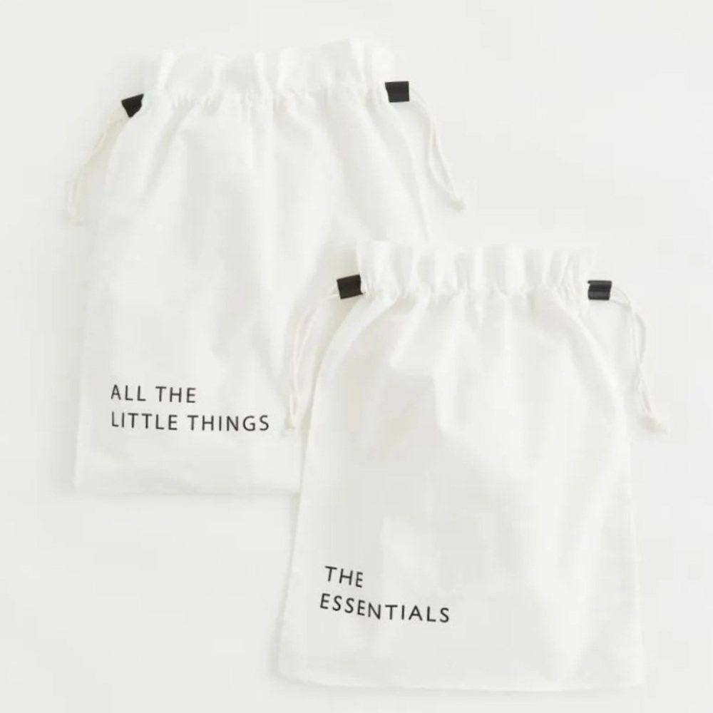 H&M 2 White Drawstring Storage Bags